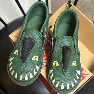 Vans Kids Green Dino Slip-On Sneakers